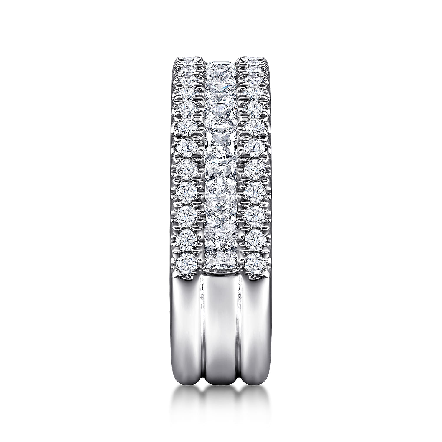 Fancy Wedding Ring in 14k White Gold with Princess Cut Natural Diamond at Gabriel & Co. - Shot 4