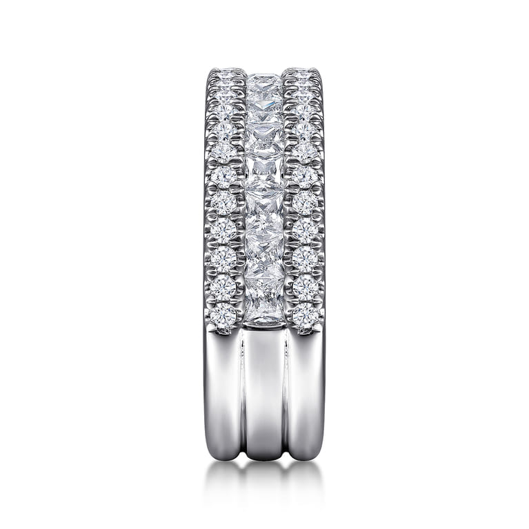 Fancy Wedding Ring in 14k White Gold with Princess Cut Natural Diamond at Gabriel & Co. - Shot 4