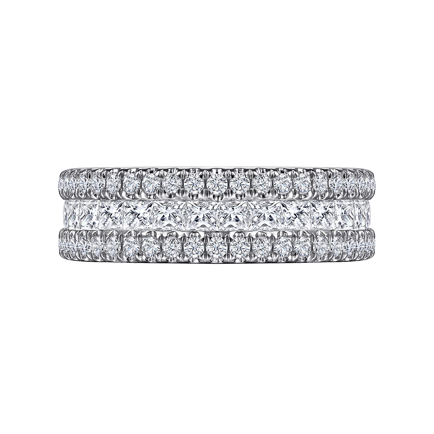 Fancy Wedding Ring in 14k White Gold with Princess Cut Natural Diamond at Gabriel & Co. - Shot 6