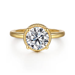 Libbie - 14K Yellow Gold Bezel Prong Round Diamond Engagement Ring