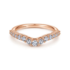 Libby - Curved 14K Rose Gold Shared Prong Diamond Wedding Band