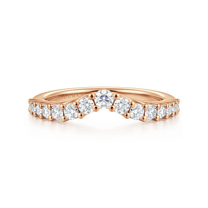 Libby - Curved 14K Rose Gold Shared Prong Diamond Wedding Band