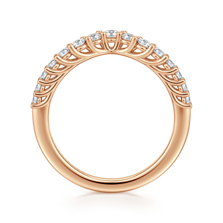 Curved Wedding Ring in 14k Rose Gold with Round Natural Diamond at Gabriel & Co. - Shot 2
