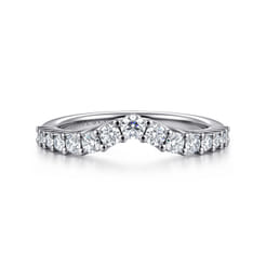 Libby - Curved 14K White Gold Shared Prong Diamond Wedding Band