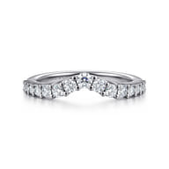 Libby - Curved 14K White Gold Shared Prong Diamond Wedding Band