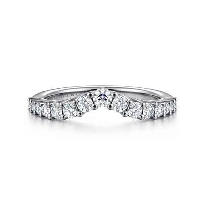 Libby - Curved 14K White Gold Shared Prong Diamond Wedding Band