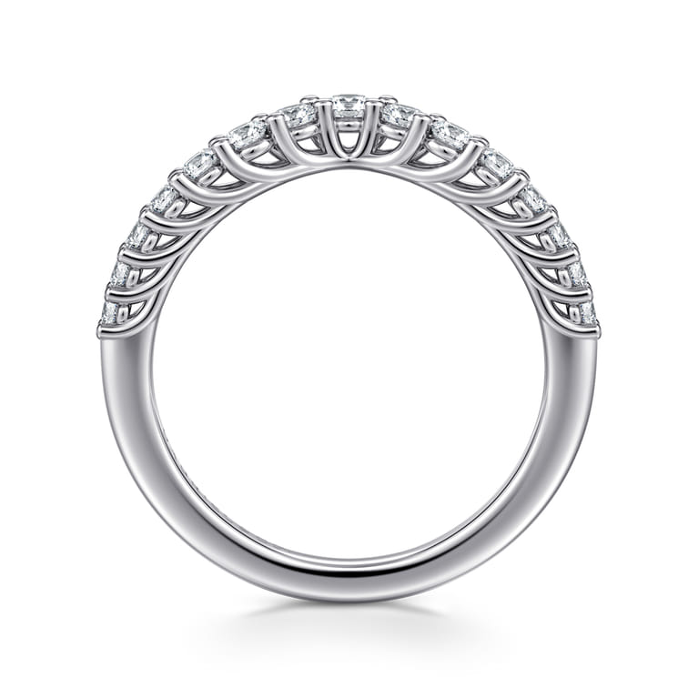 Curved Wedding Ring in 14k White Gold with Round  at Gabriel & Co. - Shot 2