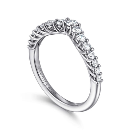 Libby - Curved 14K White Gold Shared Prong Diamond Wedding Band