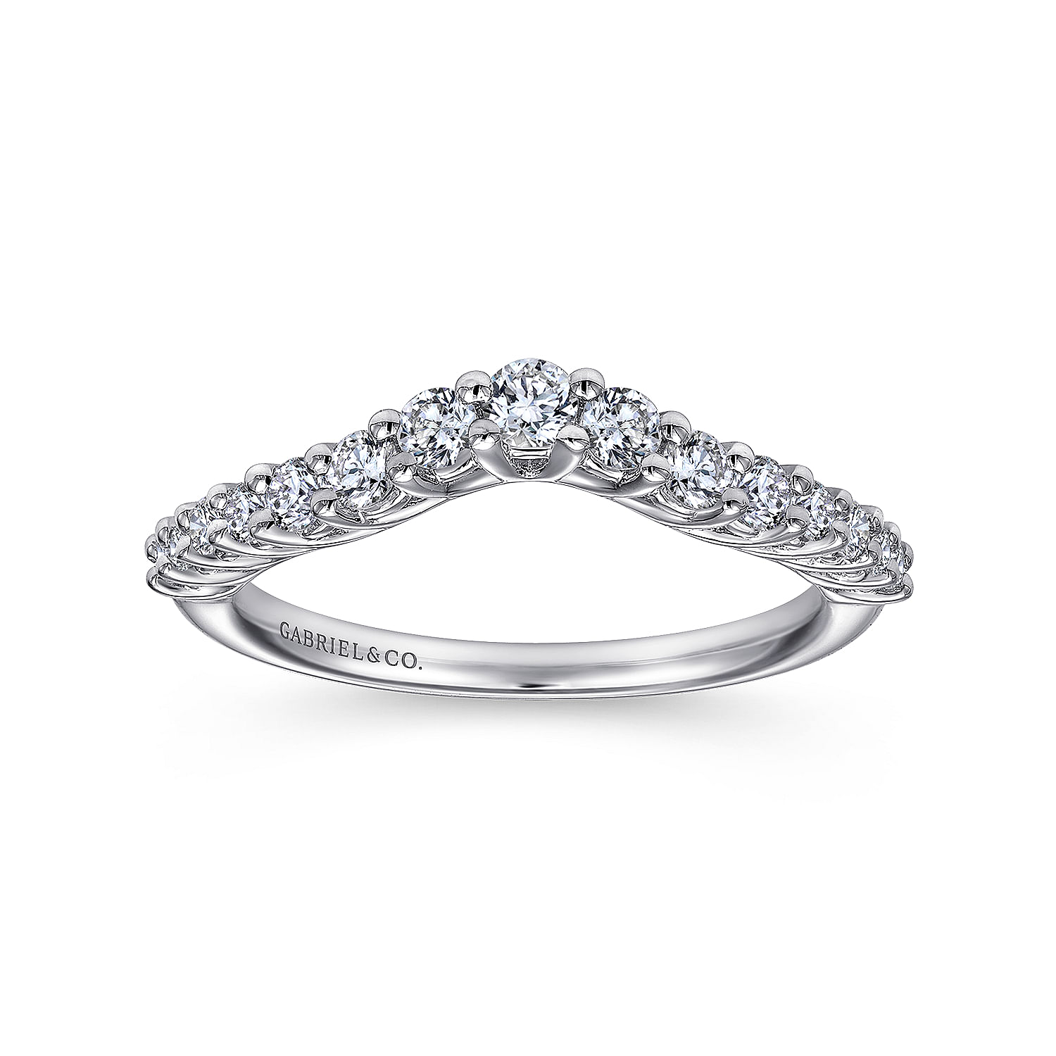 Libby - Curved 14K White Gold Shared Prong Diamond Wedding Band - 0.5 ct - Shot 4