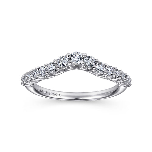 Libby - Curved 14K White Gold Shared Prong Diamond Wedding Band - 0.5 ct - Shot 4