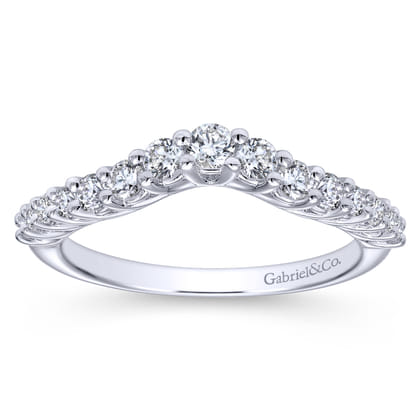 Libby - Curved 14K White Gold Shared Prong Diamond Wedding Band