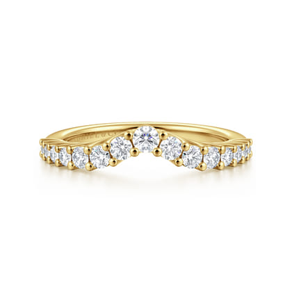 Libby - Curved 14K Yellow Gold Shared Prong Diamond Wedding Band
