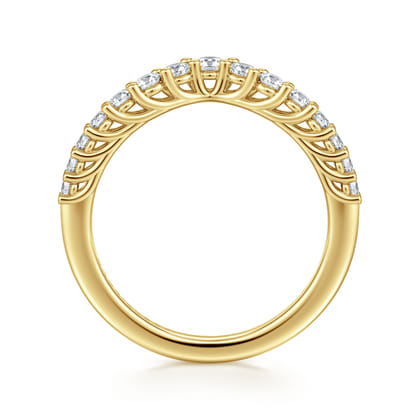 Libby - Curved 14K Yellow Gold Shared Prong Diamond Wedding Band
