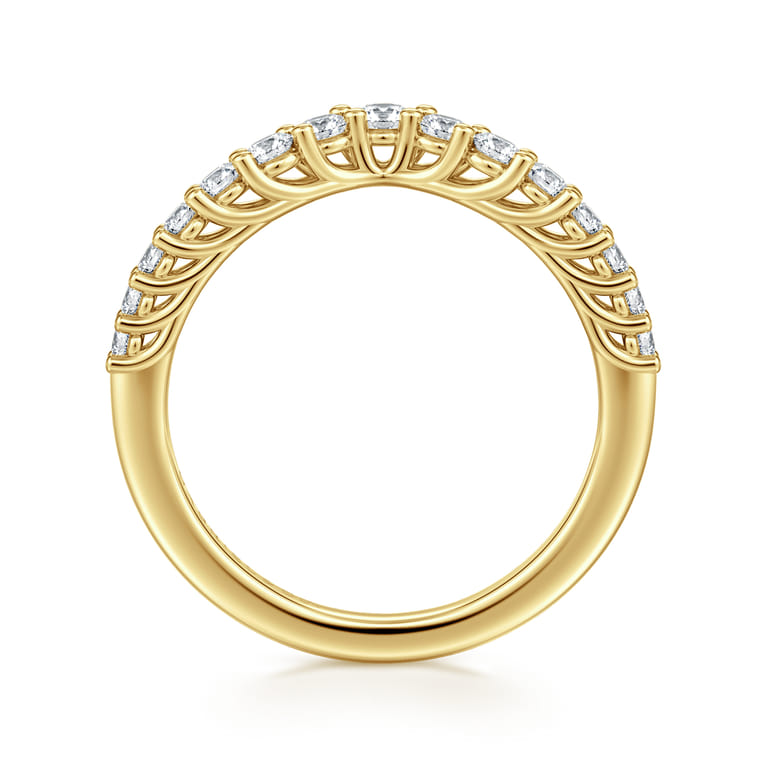 Curved Wedding Ring in 14k Yellow Gold with Round Natural Diamond at Gabriel & Co. - Shot 2