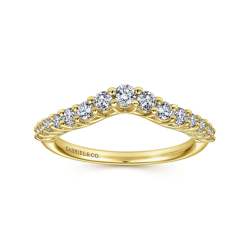 Libby - Curved 14K Yellow Gold Shared Prong Diamond Wedding Band - 0.5 ct - Shot 4