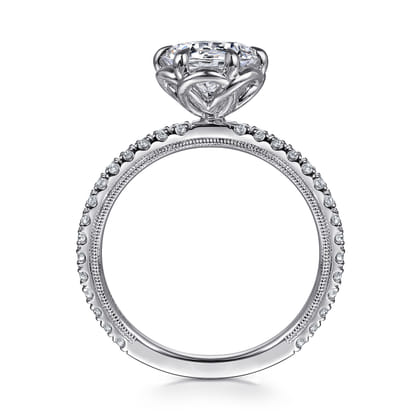 Lida - 14K White Gold Bezel Prong Round Diamond Engagement Ring