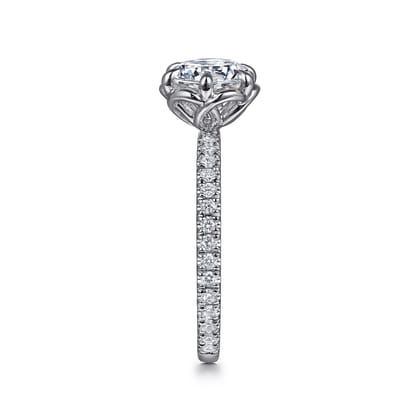 Lida - 14K White Gold Bezel Prong Round Diamond Engagement Ring