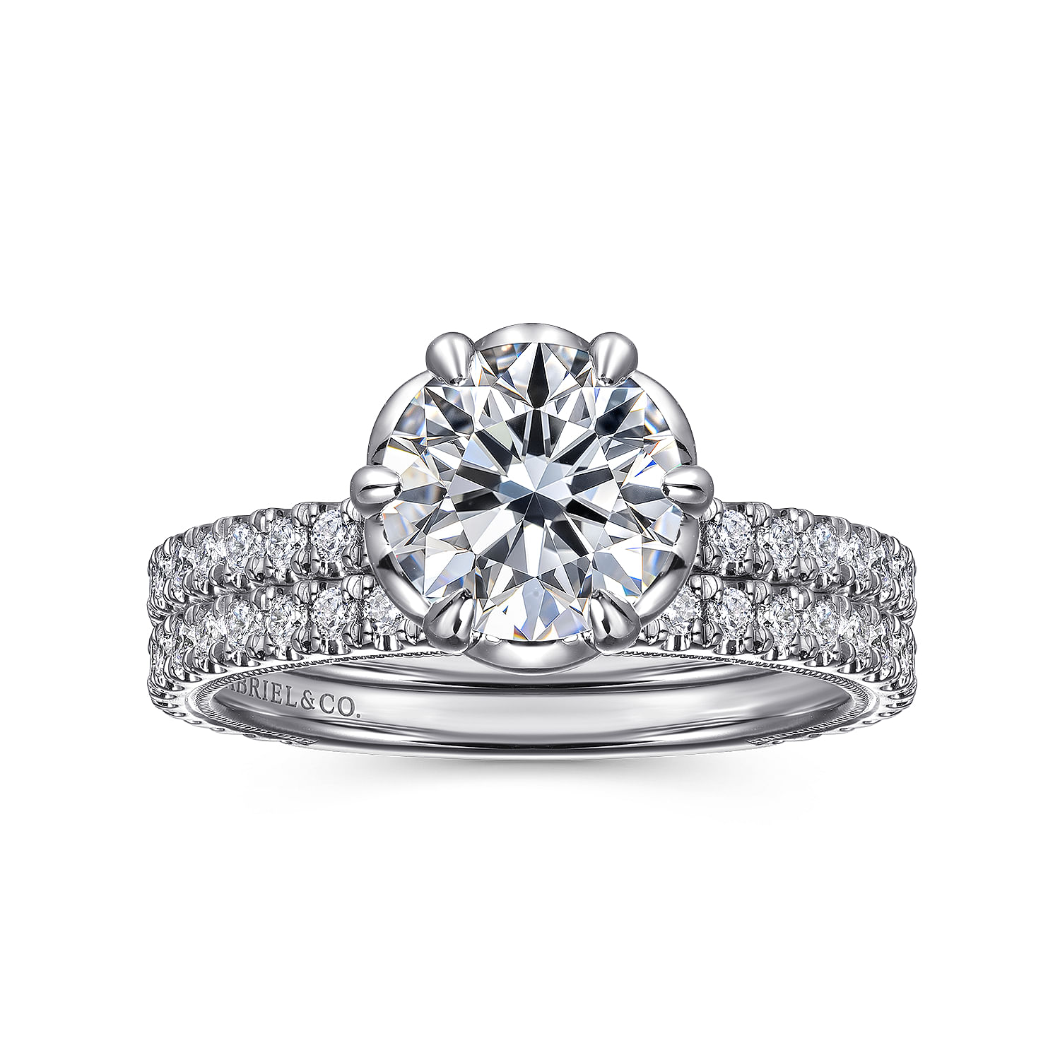 Lida - 14K White Gold Round Diamond Engagement Ring