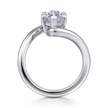 Lidya - 14K White Gold Bypass Marquise Shape Diamond Engagement Ring