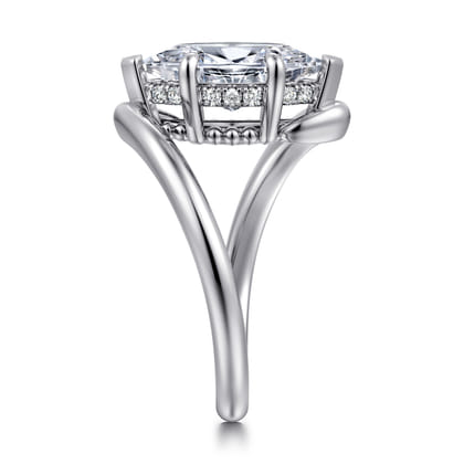 Lidya - 14K White Gold Bypass Marquise Shape Diamond Engagement Ring