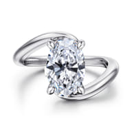 Lidya - 14K White Gold Bypass Oval Diamond Engagement Ring