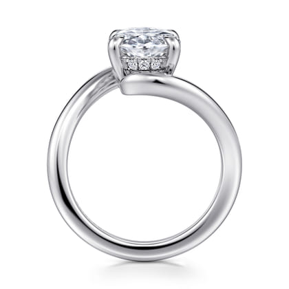 Lidya - 14K White Gold Bypass Oval Diamond Engagement Ring