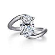Lidya - 14K White Gold Bypass Oval Diamond Engagement Ring