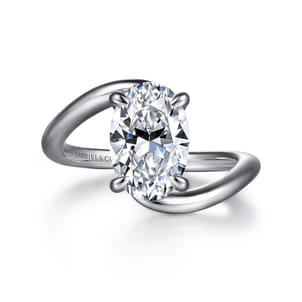 Lidya - 14K White Gold Bypass Oval Diamond Engagement Ring