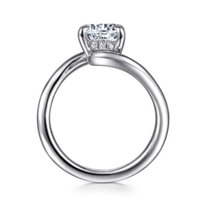 Lidya - 14K White Gold Bypass Oval Diamond Engagement Ring