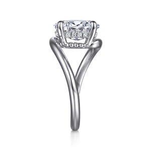 Lidya - 14K White Gold Bypass Oval Diamond Engagement Ring