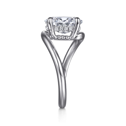 Lidya - 14K White Gold Bypass Oval Diamond Engagement Ring