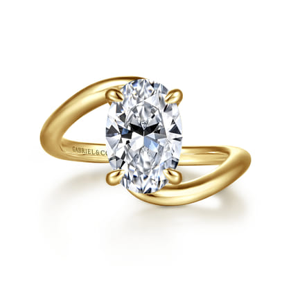 Lidya - 14K Yellow Gold Bypass Oval Diamond Engagement Ring
