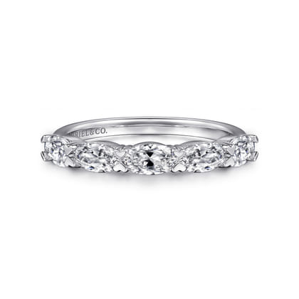 Liege - 14K White Gold Oval Diamond Anniversary Band