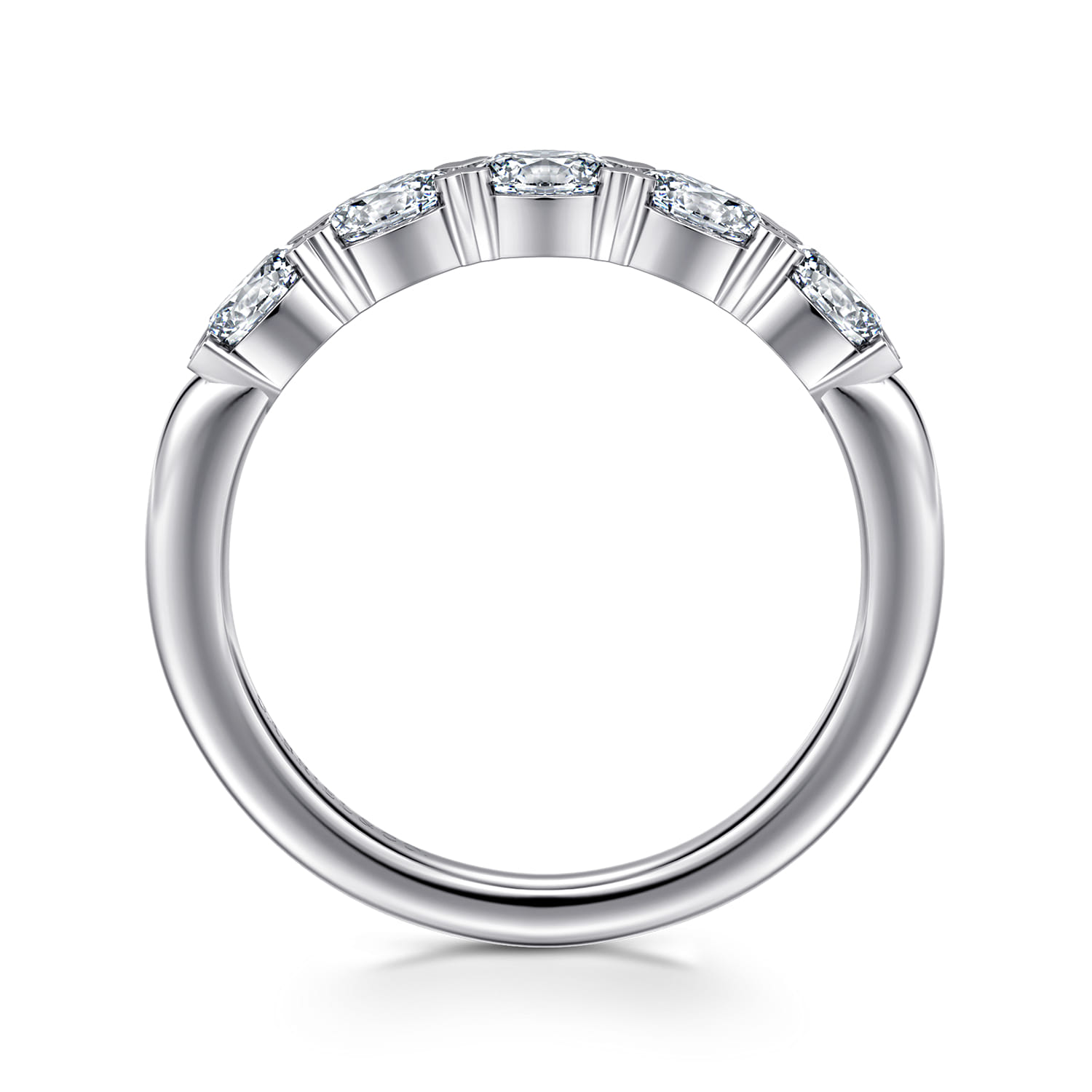 Fancy Wedding Ring in 14k White Gold with Oval Natural Diamond at Gabriel & Co. - Shot 2