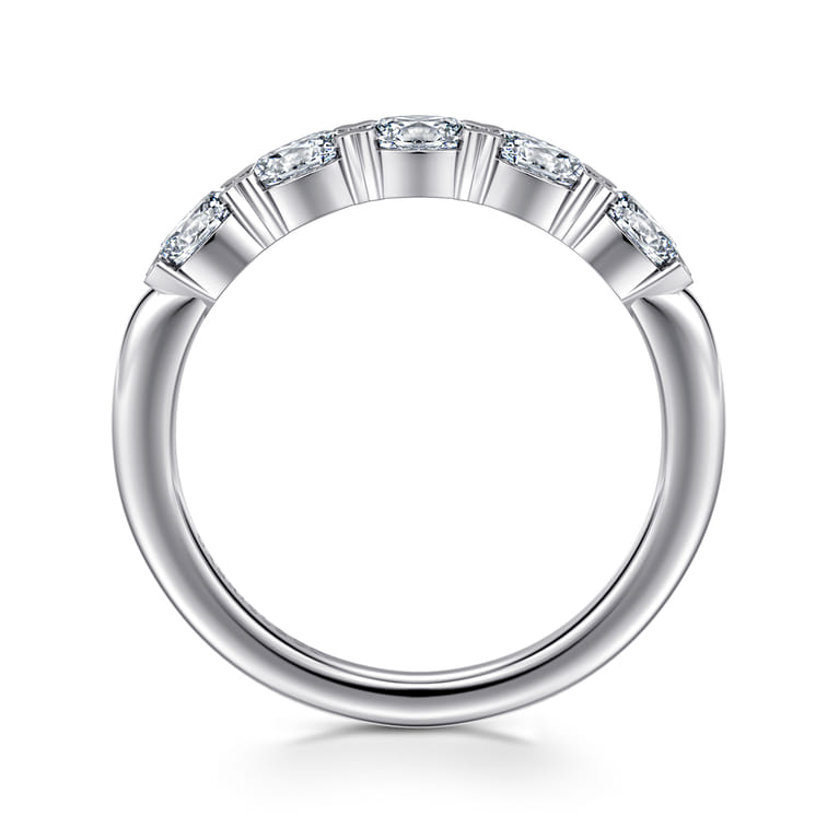 Fancy Wedding Ring in 14k White Gold with Oval Natural Diamond at Gabriel & Co. - Shot 2