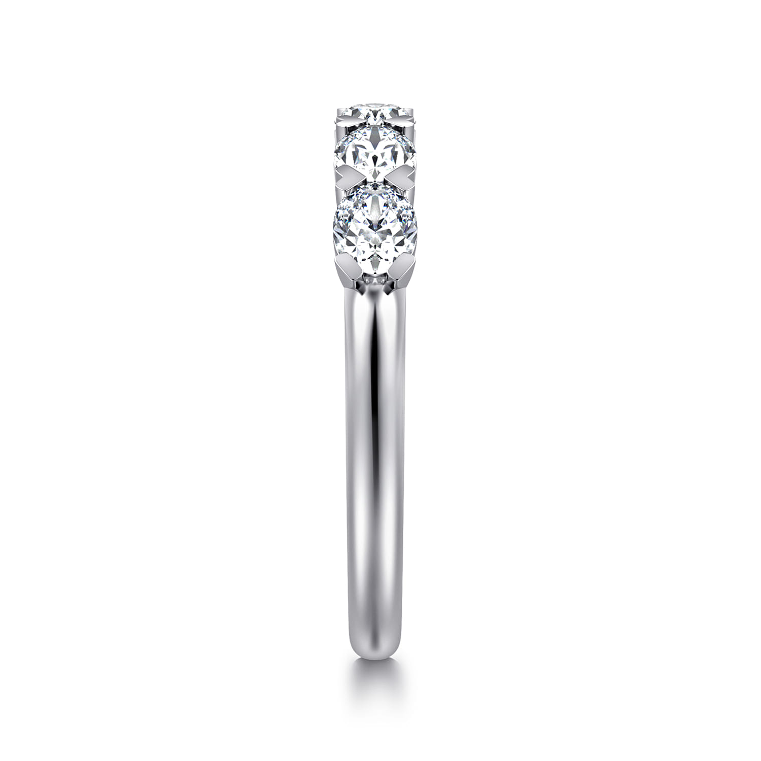 Fancy Wedding Ring in 14k White Gold with Oval Natural Diamond at Gabriel & Co. - Shot 4