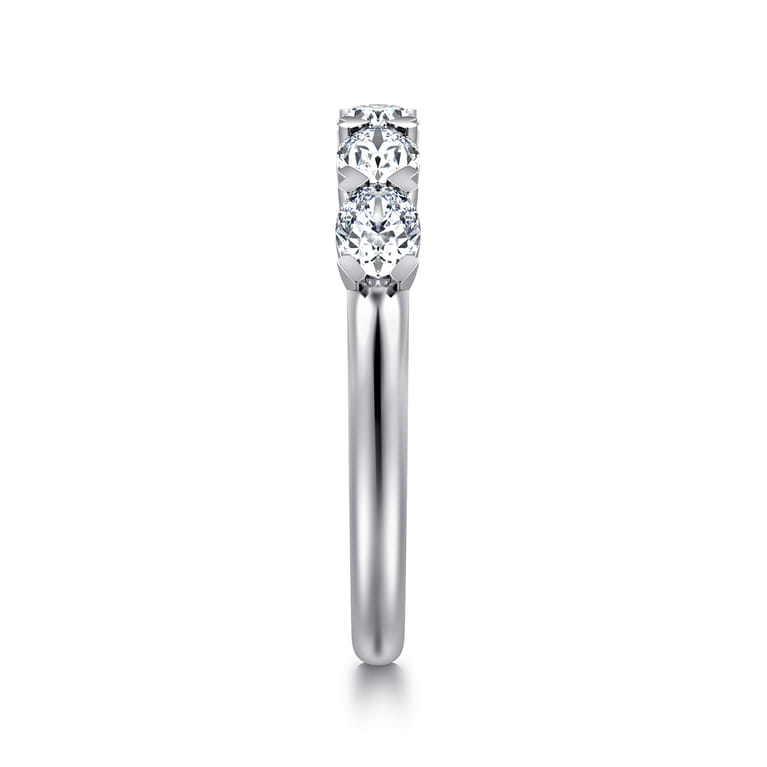 Fancy Wedding Ring in 14k White Gold with Oval Natural Diamond at Gabriel & Co. - Shot 4