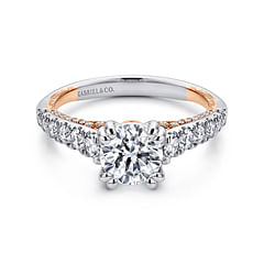 Lily - 14K White-Rose Gold Round Diamond Engagement Ring