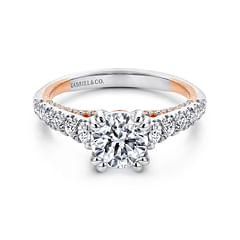 Lily - 18K White-Rose Gold Round Diamond Engagement Ring