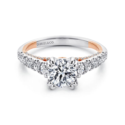 Lily - 18K White-Rose Gold Round Diamond Engagement Ring
