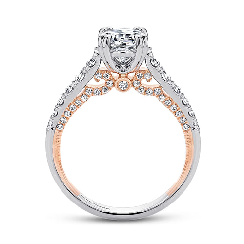 Lily - 18K White-Rose Gold Round Diamond Engagement Ring - 0.53 ct - Shot 2
