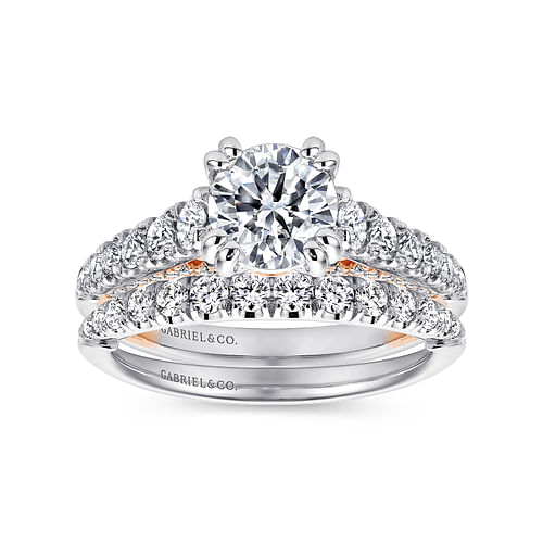Lily - 18K White-Rose Gold Round Diamond Engagement Ring - 0.53 ct - Shot 4
