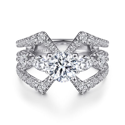 Lina - 14K White Gold Round Diamond Engagement Ring