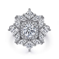 Lincoln - 14K White Gold Fancy halo Round Diamond Engagement Ring