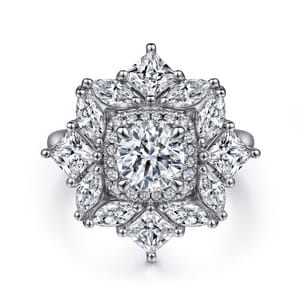 Lincoln - 14K White Gold Fancy halo Round Diamond Engagement Ring