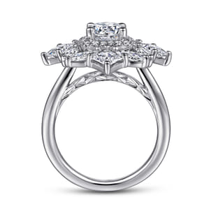 Lincoln - 14K White Gold Fancy halo Round Diamond Engagement Ring
