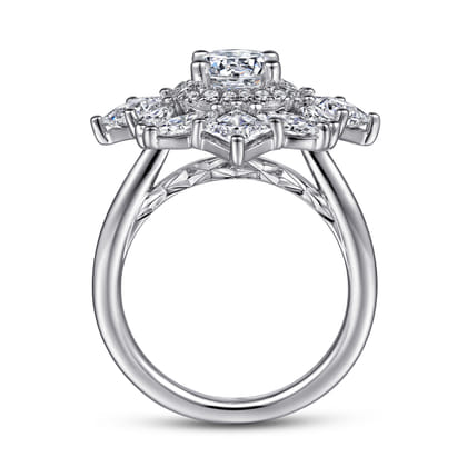 Lincoln - 14K White Gold Fancy halo Round Diamond Engagement Ring