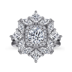 Lincoln - 14K White Gold Fancy halo Round Diamond Engagement Ring