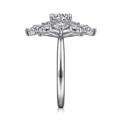 Lincoln - 14K White Gold Fancy halo Round Diamond Engagement Ring