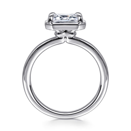 Linen - 14K White Gold East West and Bezel Prong Emerald Cut Diamond Engagement Ring